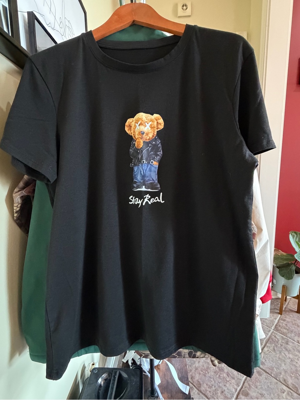 Black Stay Real Teddy Bear Graphic Tee XL NWT Streetwear Shirt